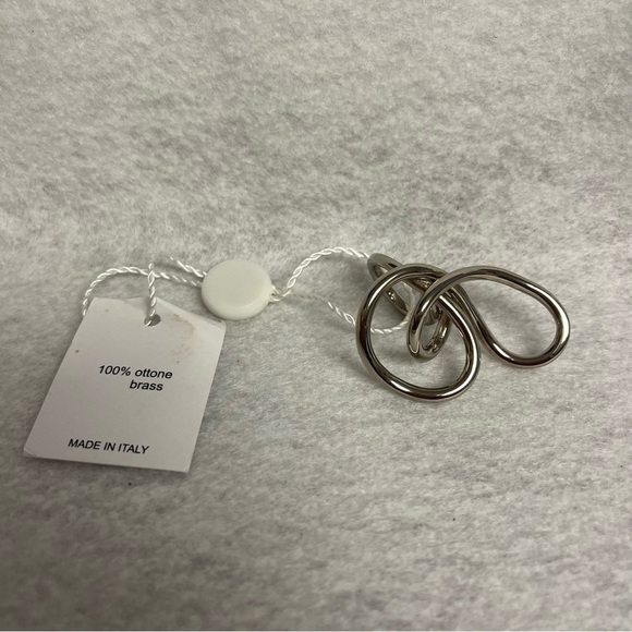 NEW MAISON Martin MARGIELA MM6 Silvertone Brass Ring US sz 6 Sculptural Swirls - Picture 10 of 12